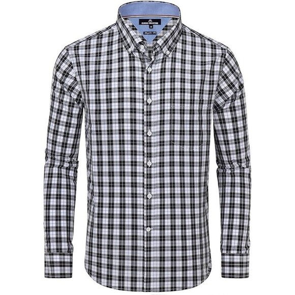 Alimens & Gentle Mens L Black Plaid Button Down Shirt Pocket Long Sleeve - Picture 1 of 12